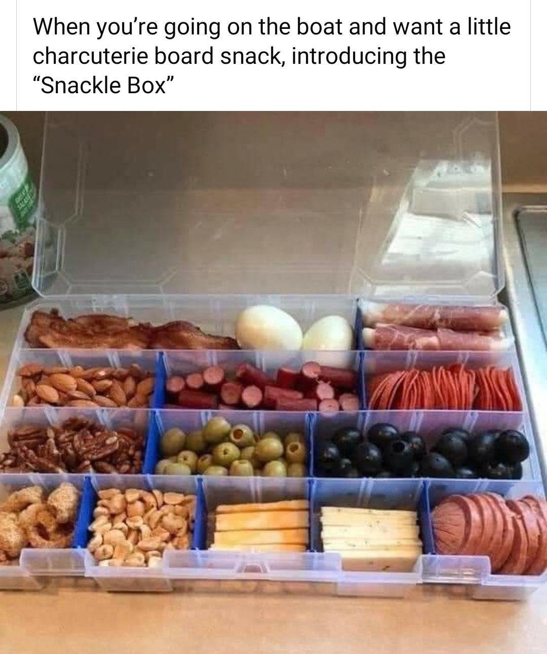 When youre going on the boat and want a little charcuterie board snack introducing the Snackle Box