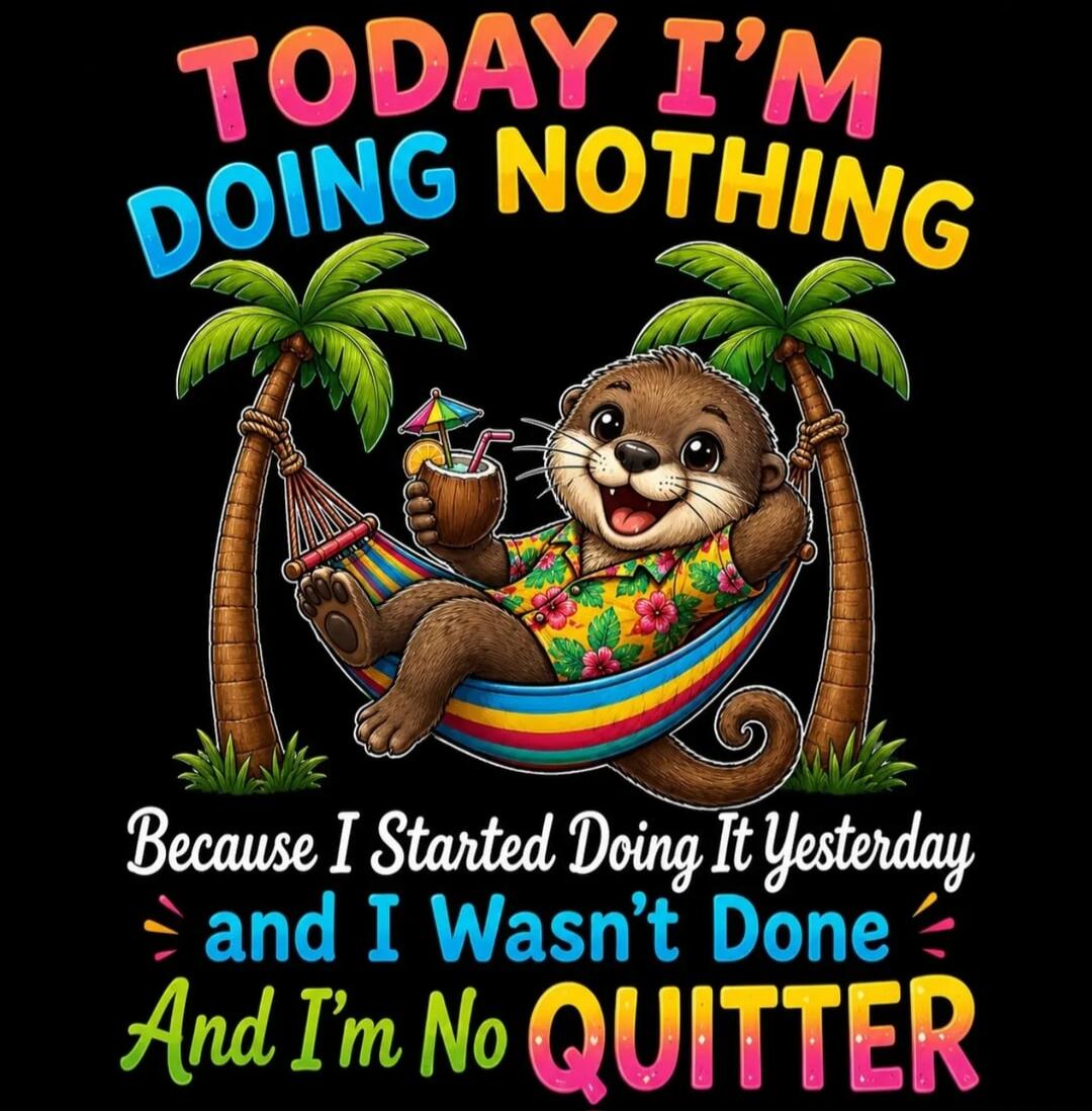 TODAY I'M DOING NOTHING Because I Started Doing It Yesterday and I Wasn't Done And I'm No QUITTER