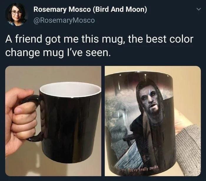 A Rosemary Mosco Bird And Moon v v IREElE 13 eRTele A friend got me this mug the best color change mug Ive seen