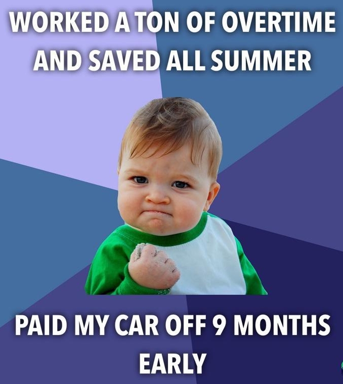 WORKEDATON OF OVERTIME VED ALL SUMMER PAID MY CAR OFF 9 MONTHS J11A 4