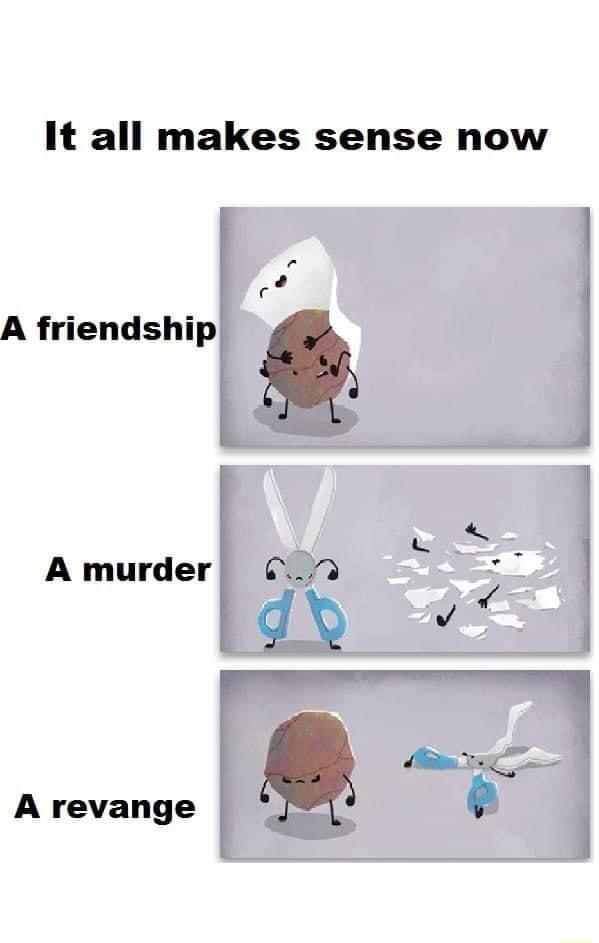 It all makes sense now A friendship A murder A revange