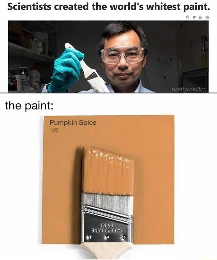 Scientists created the worlds whitest paint the paint Pumpkin Spice