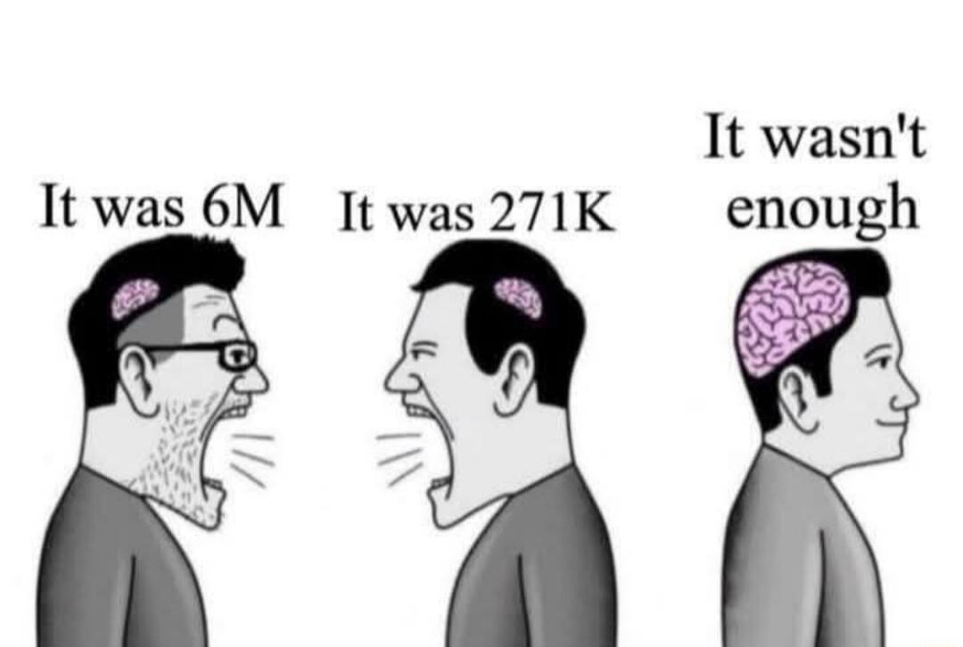 It was 6M It was 271K It wasn't enough