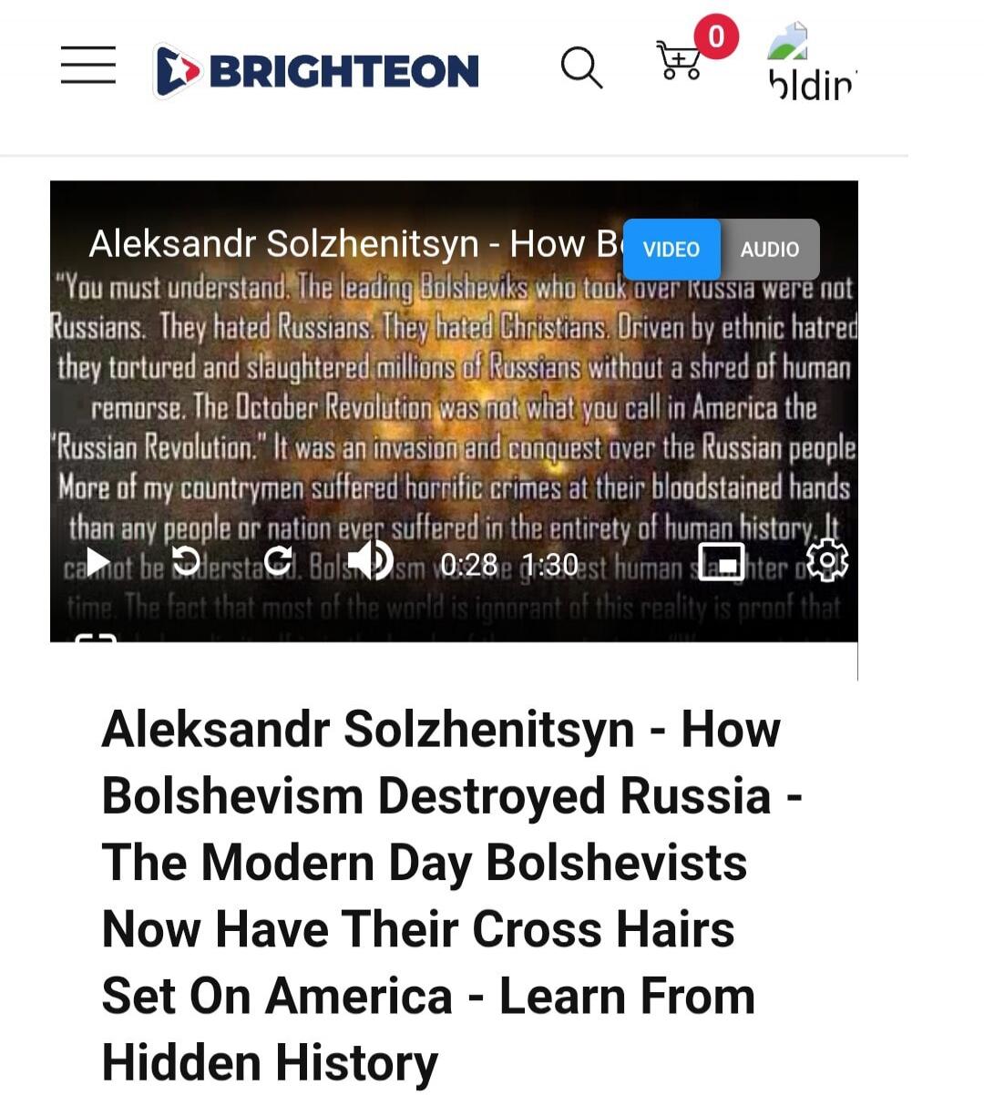 Aleksandr Solzhenitsyn - How Bolshevism Destroyed Russia - The Modern Day Bolshevists Now Have Their Cross Hairs Set On America - Learn From Hidden History. You must understand. The leading Bolsheviks who took over Russia were not Russians. They hated Russians. They hated Christians. Driven by ethnic hatred they tortured and slaughtered millions of