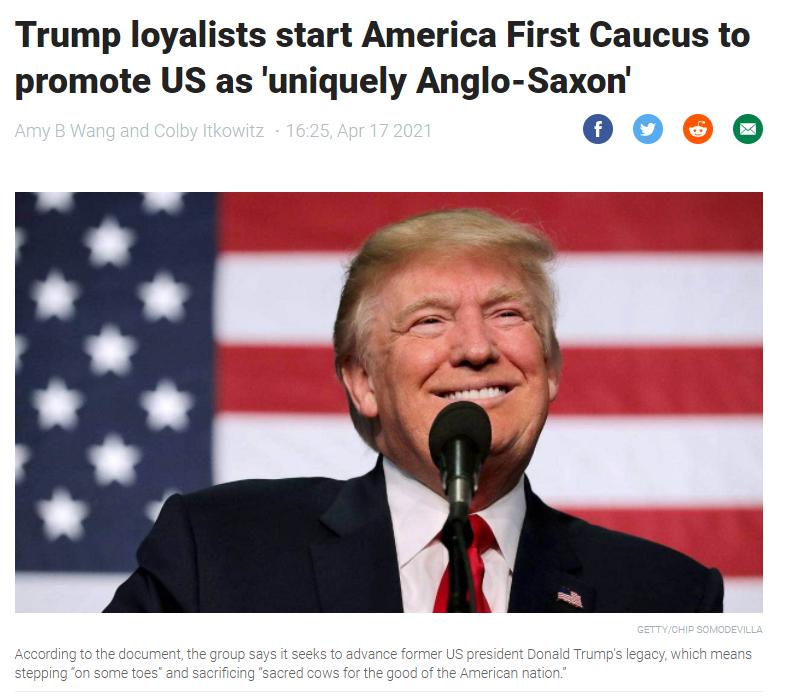 Trump loyalists start America First Caucus to promote US as uniquely Anglo Saxon 00060