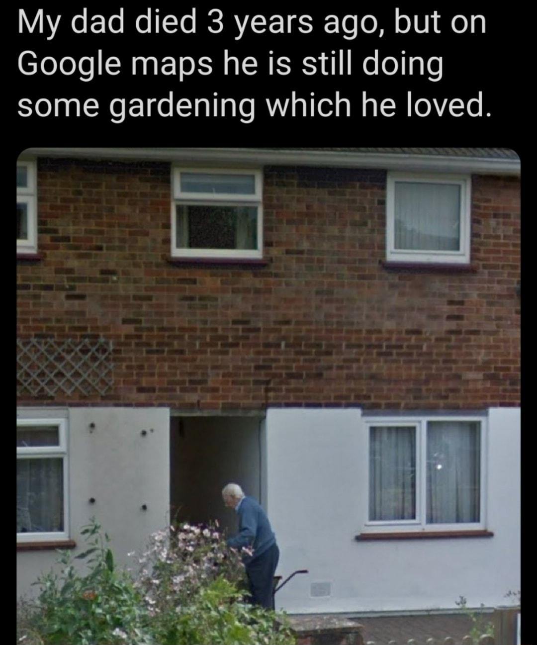 V Ao F To No Ts R RYLT TESI Te M oV fop Google maps he is still doing some gardening which he loved E Ol