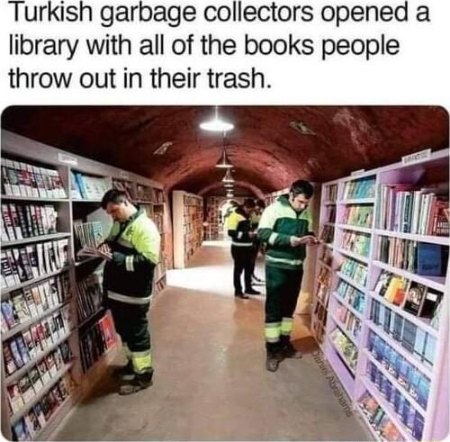 Turkish garbage collectors opened a library with all of the books people throw out in their trash