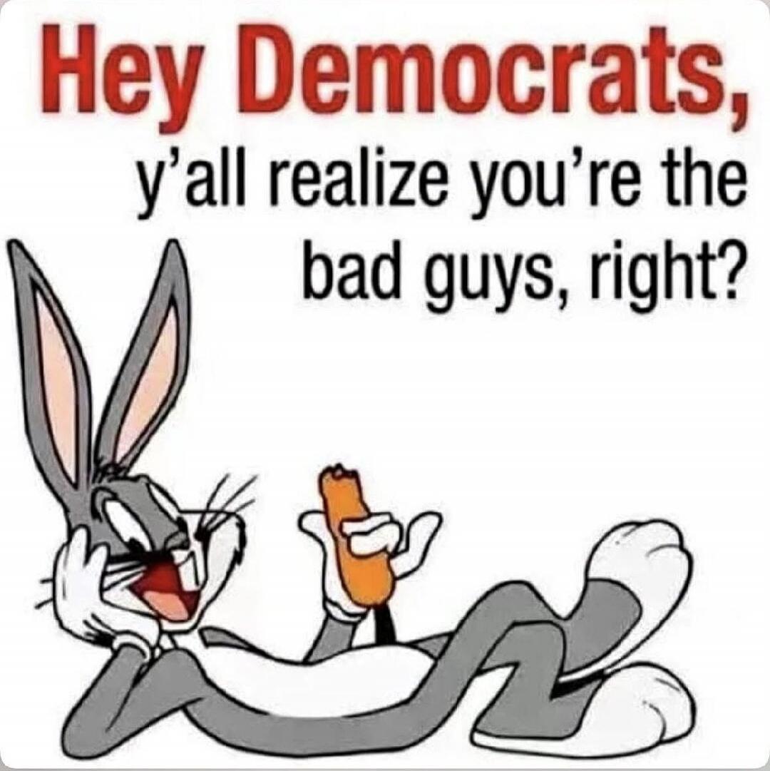 Hey Democrats, y'all realize you're the bad guys, right?