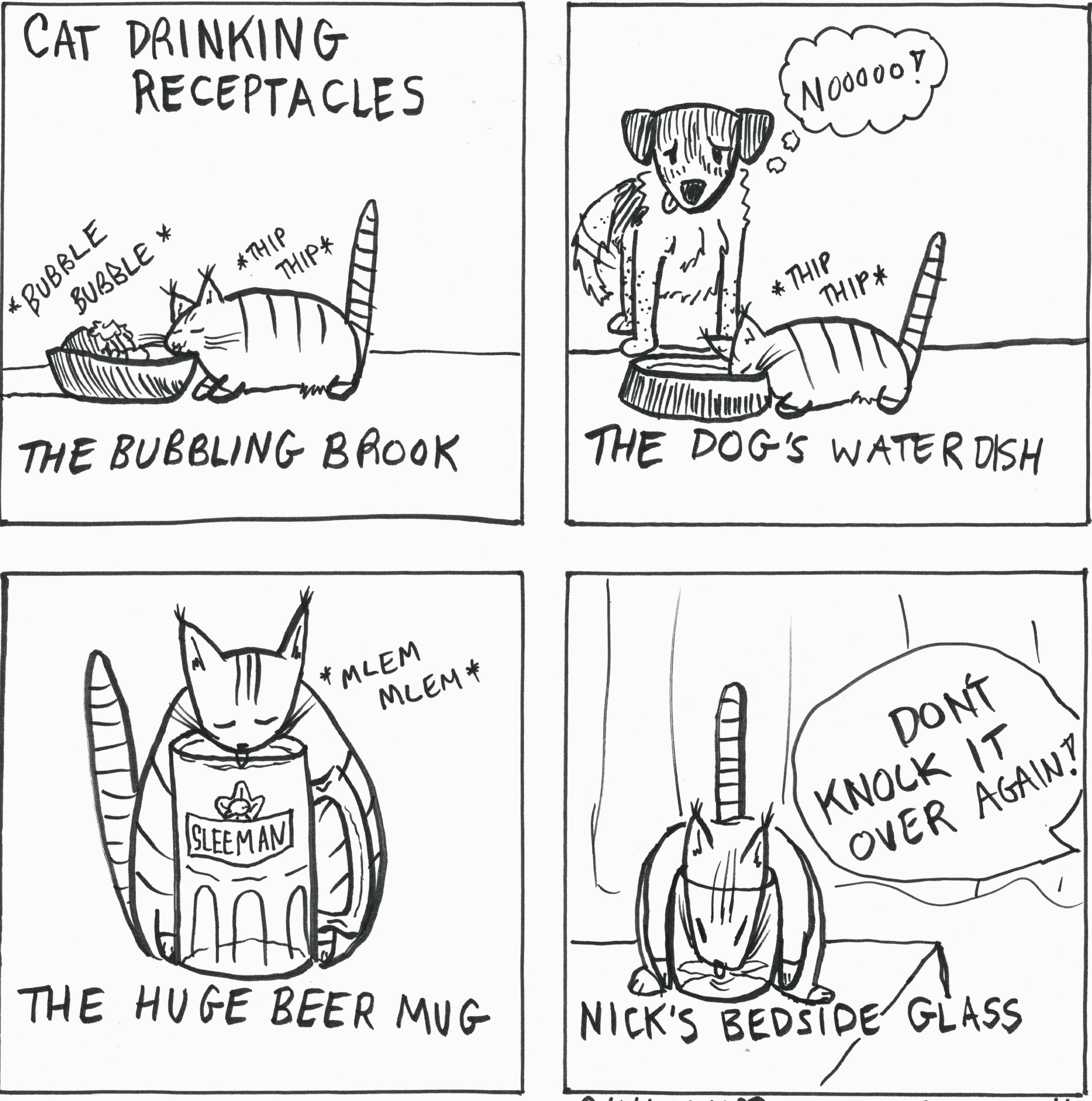 INKTOBER 8 CAT PRINKING RECEPTACLES THE HUGE BEER MyG Nicks EEDDE GLASS VAT AT iFe comcs ERNHOCANARTS B2l