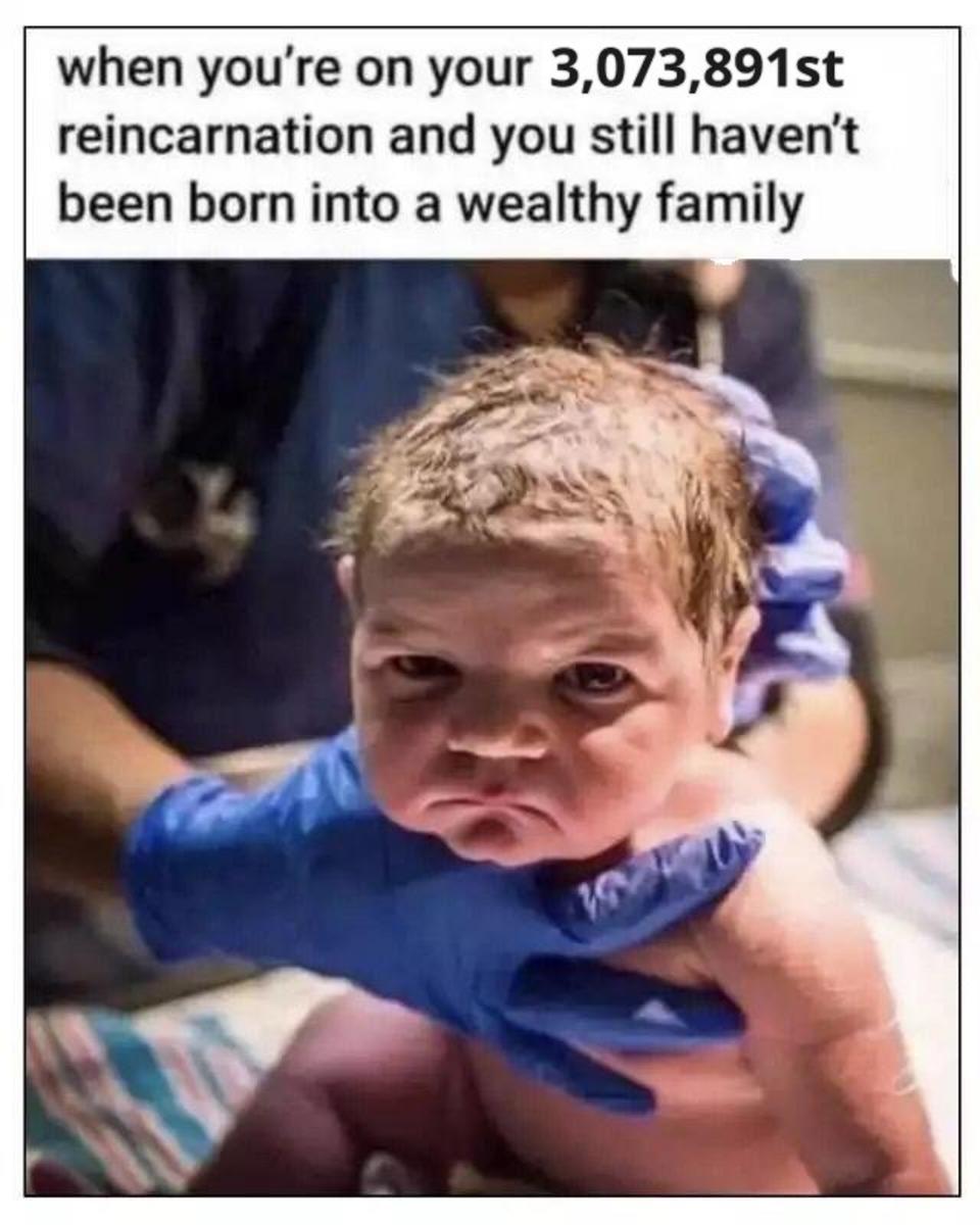 when youre on your 3073891st reincarnation and you still havent been born into a wealthy family