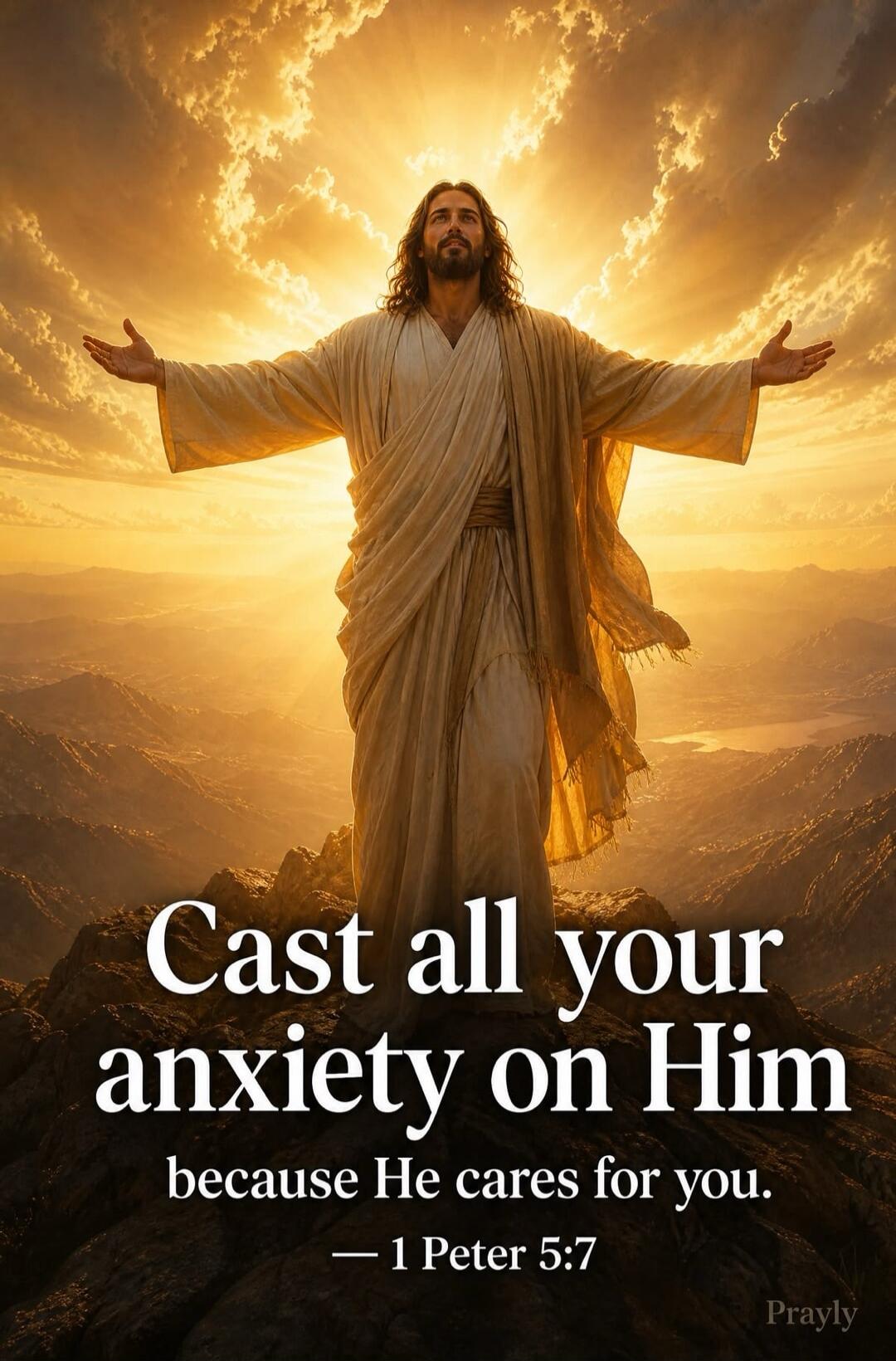 Cast all your anxiety on Him because He cares for you. — 1 Peter 5:7 Prayly