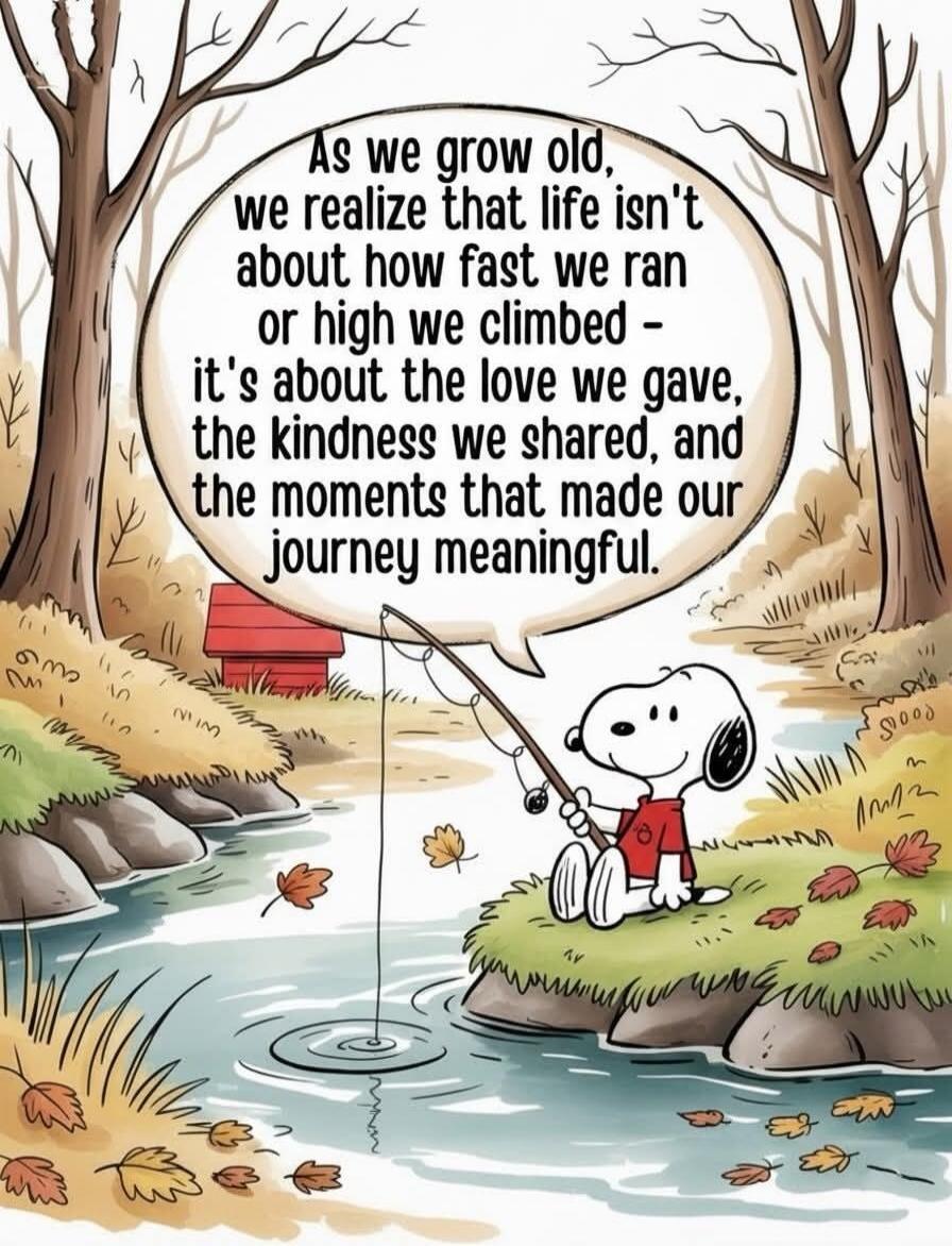 AS WE GROW OLD, WE REALIZE THAT LIFE ISN'T ABOUT HOW FAST WE RAN OR HIGH WE CLIMBED - it's about the love we gave, the kindness we shared, and the moments that made our journey meaningful.