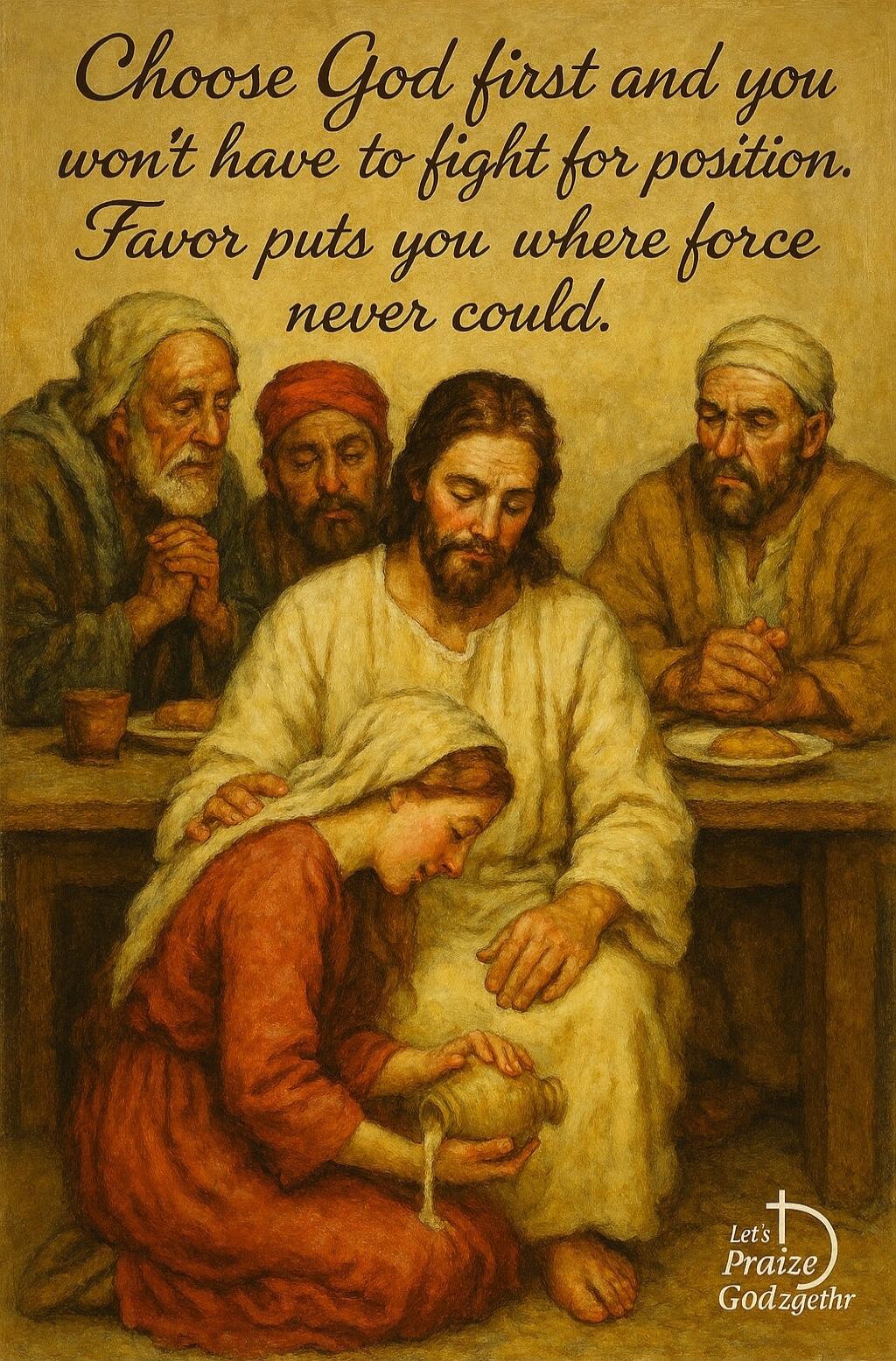 Choose God first and you won't have to fight for position. Favor puts you where force never could.