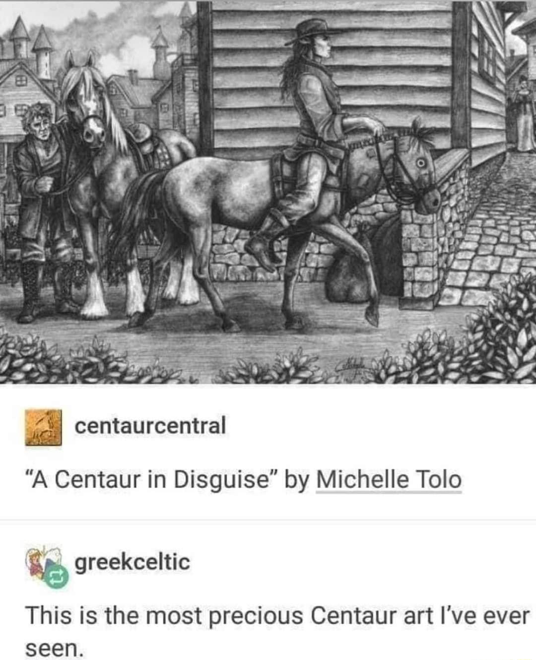 8 centaurcentral A Centaur in Disguise by Michelle Tolo greekceltic This is the most precious Centaur art Ive ever seen