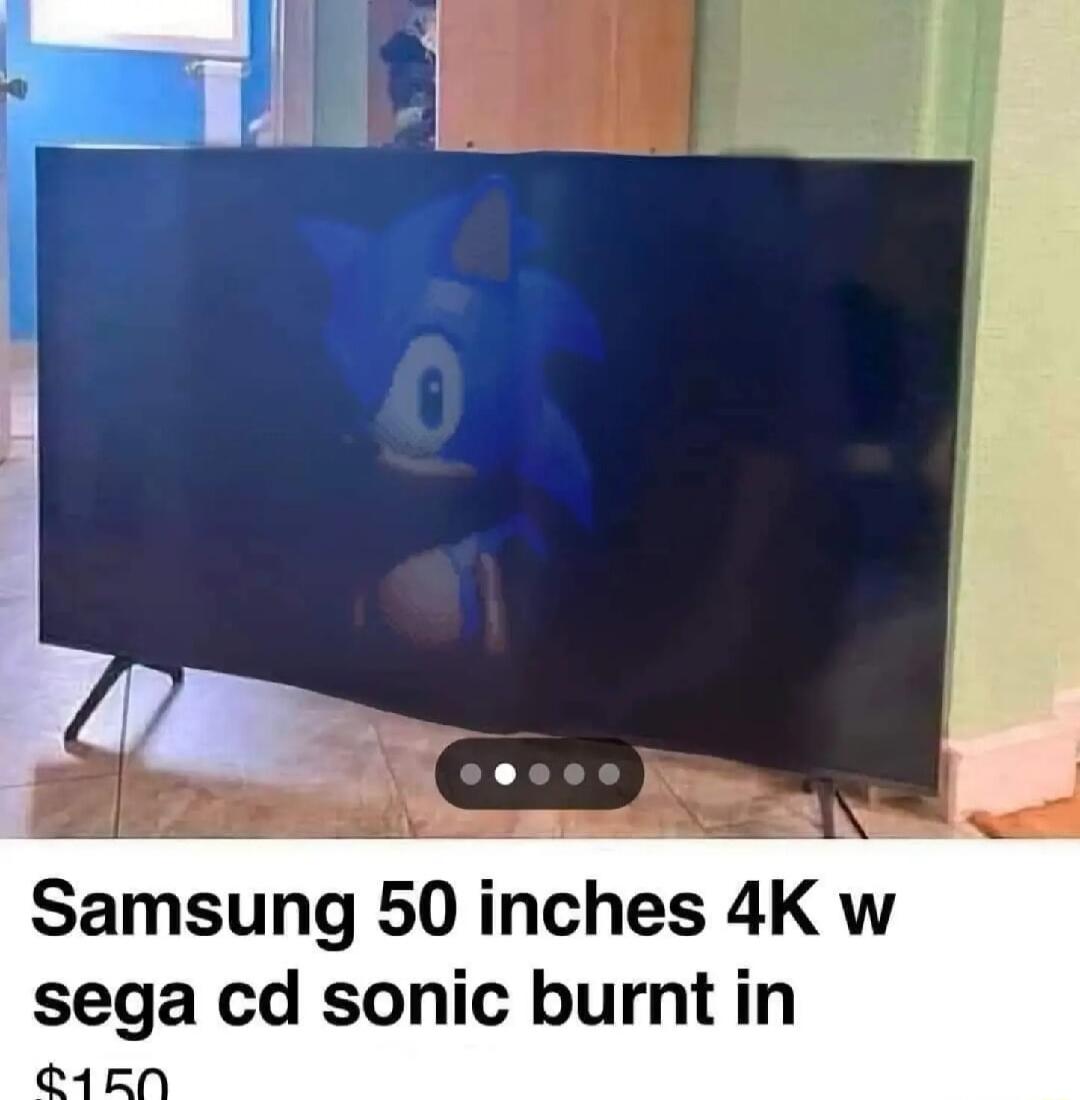 Samsung 50 inches 4K w sega cd sonic burnt in