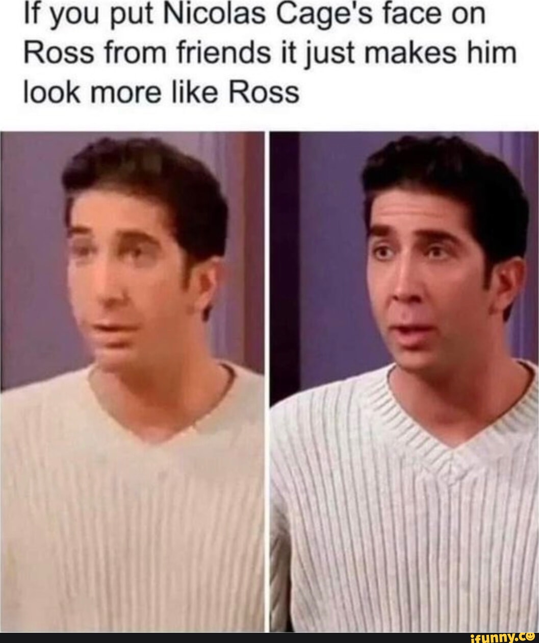 It you put Nicolas Cages face on Ross from friends it just makes him look more like Ross