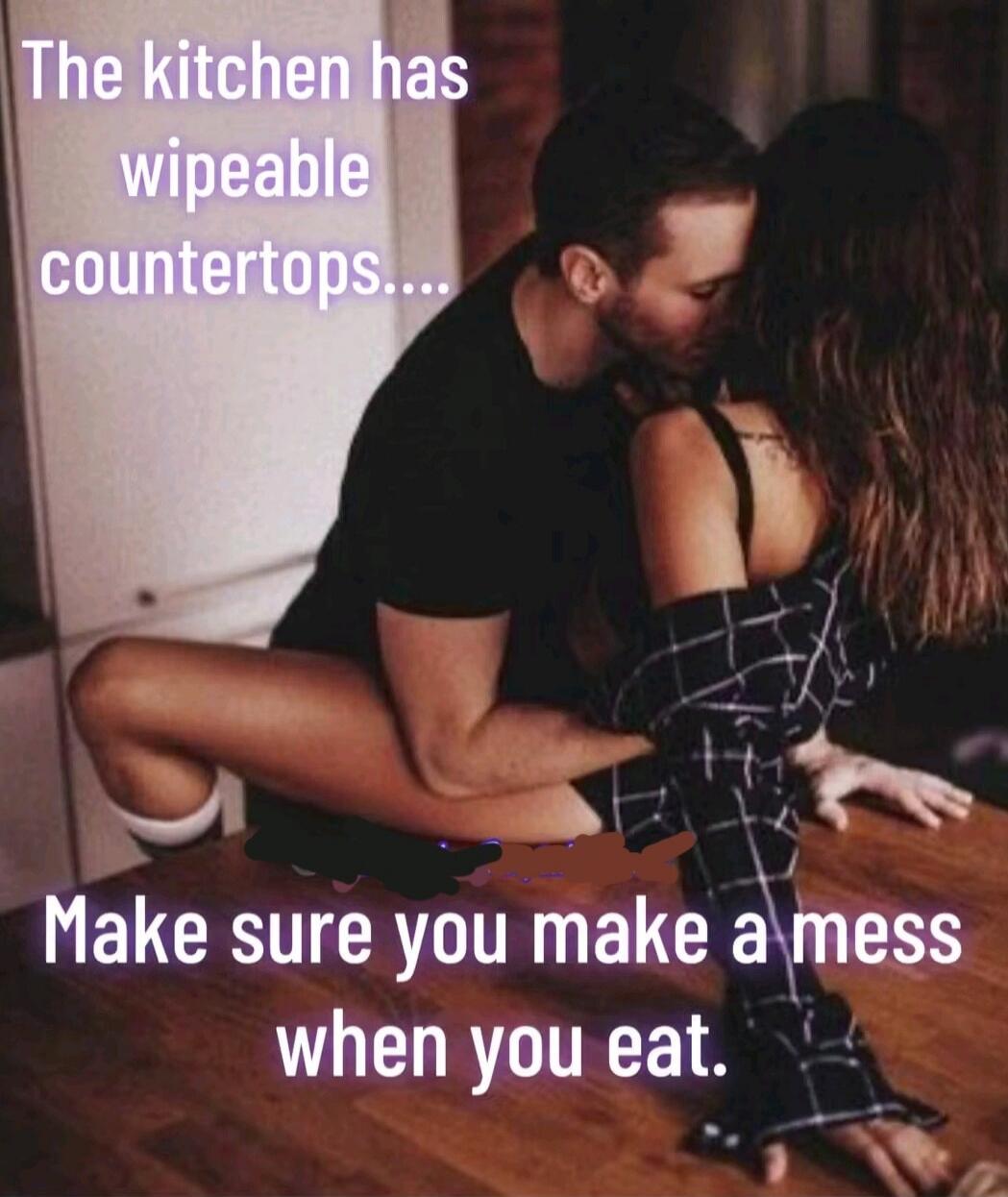 The kitchen has wipeable countertops...
Make sure you make a mess when you eat.