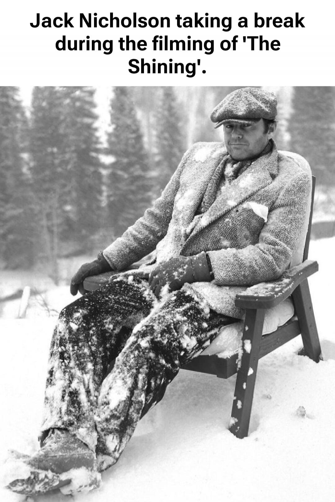 Jack Nicholson taking a break during the filming of 'The Shining'.