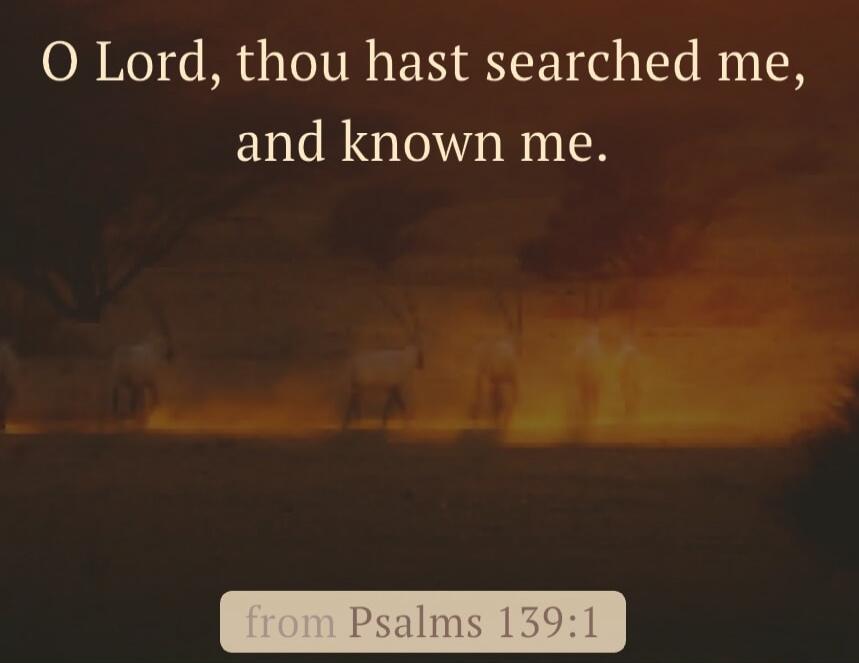O Lord, thou hast searched me, and known me. from Psalms 139:1