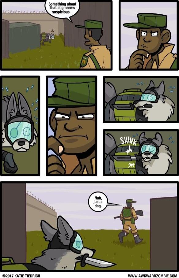 Somefhing about hat dog seems s suspcious 2917 KATIE TIEDRICH W AWIKWAROZOMBIECOM