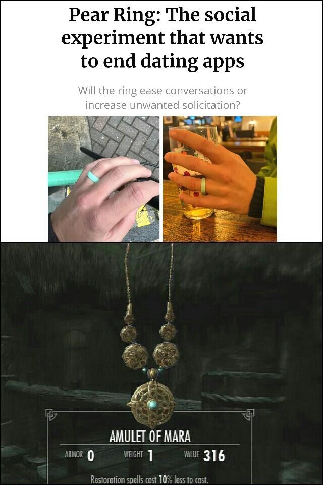 Pear Ring The social experiment that wants to end dating apps AMULET OF MARA 0 1 316 10 les