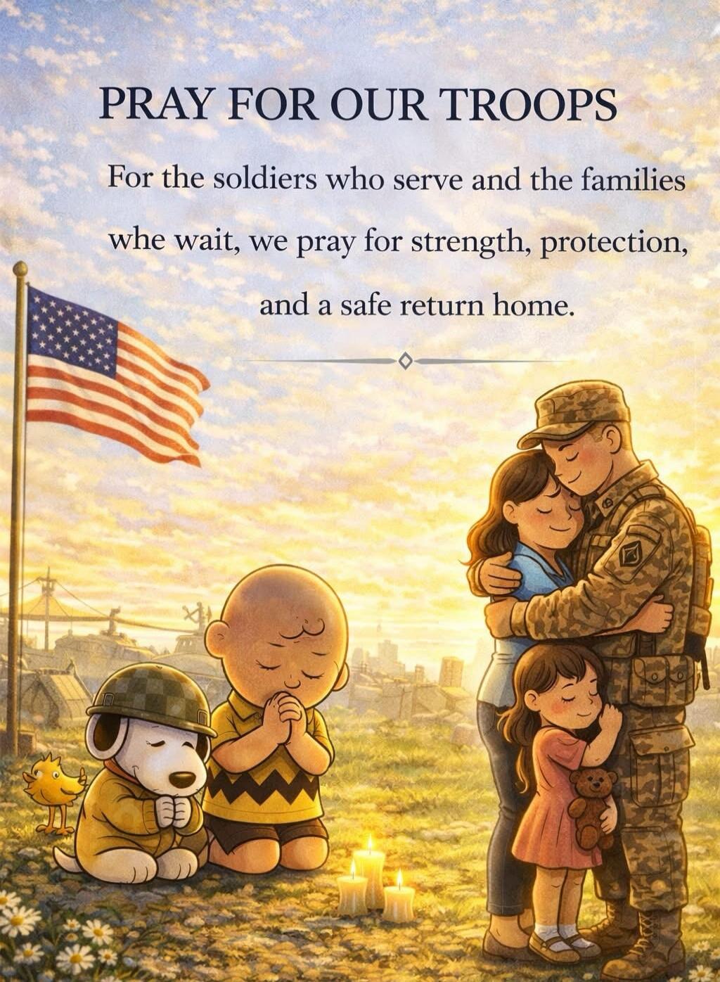 PRAY FOR OUR TROOPS
For the soldiers who serve and the families
whe wait, we pray for strength, protection,
and a safe return home.