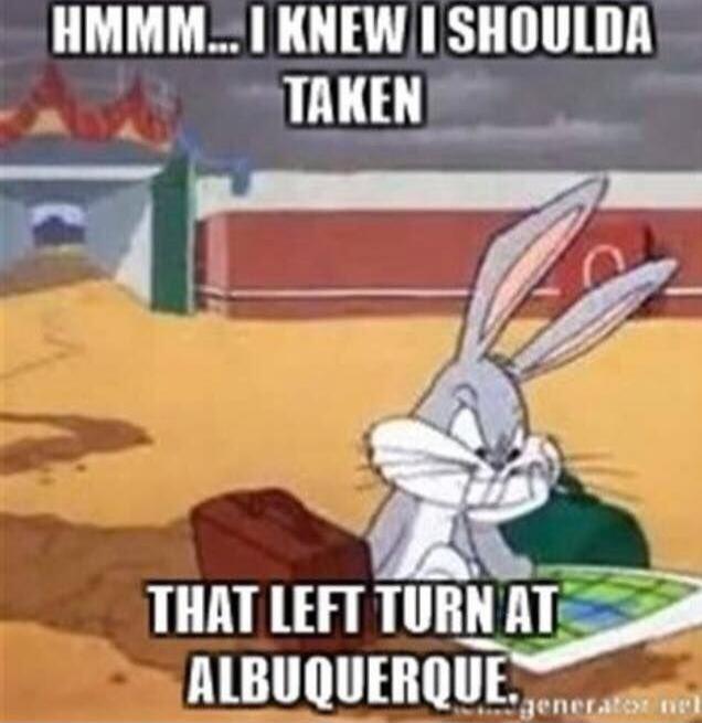 HMMM... I KNEW I SHOULDA TAKEN THAT LEFT TURN AT ALBUQUERQUE.