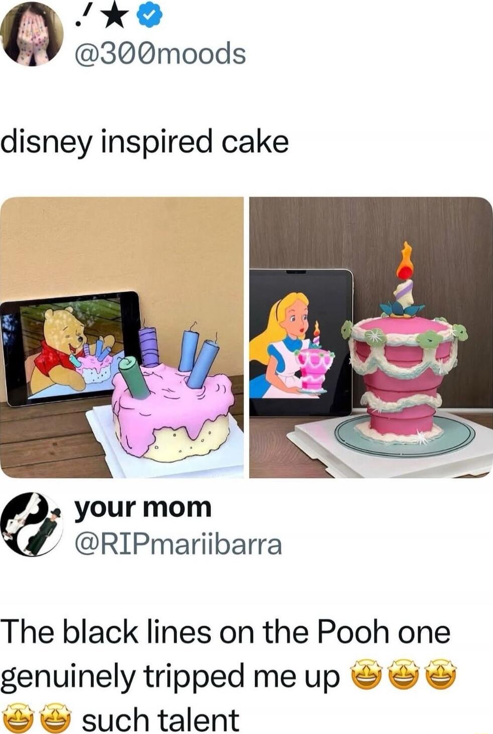 disney inspired cake
The black lines on the Pooh one genuinely tripped me up 😂😂😂 such talent