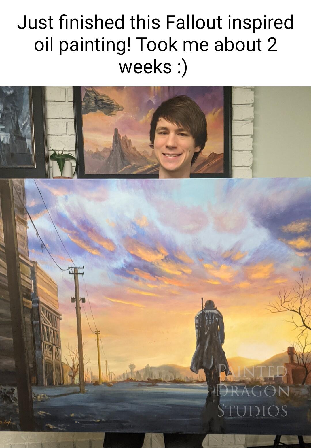 Just finished this Fallout inspired oil painting Took me about 2 weeks