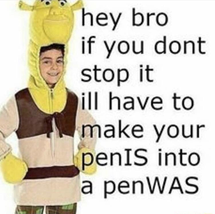 hey bro if you dont stop it Bill have to W make your penIS into a penWAS o e