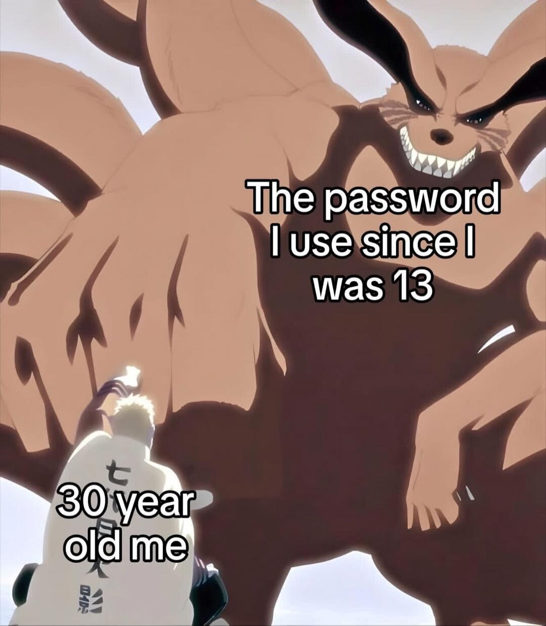 The password I use since I was 13 30 year old me