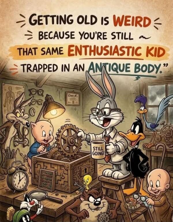 GETTING OLD IS WEIRD BECAUSE YOU'RE STILL THAT SAME ENTHUSIASTIC KID TRAPPED IN AN ANTIQUE BODY. STILL GOING! Class of...