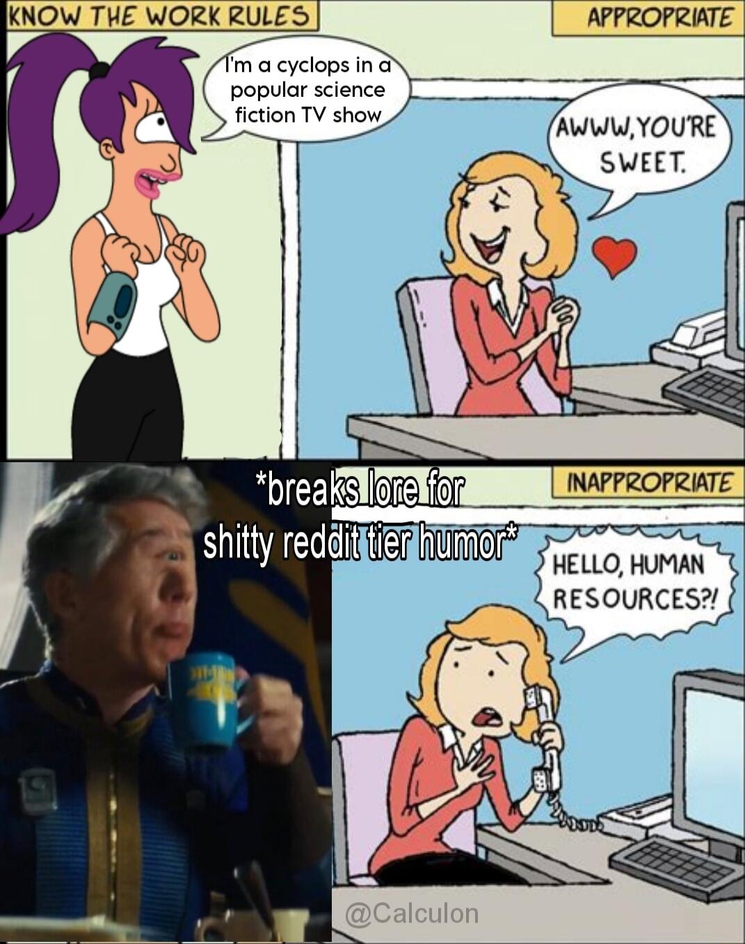 KNOW THE WORK RULES APPROPRIATE m a cyclops ina popular science _INAPPROPRIATE ashitty redATUERL o