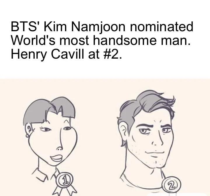 BTS Kim Namjoon nominated Worlds most handsome man Henry Cavill at 2 KAPWING