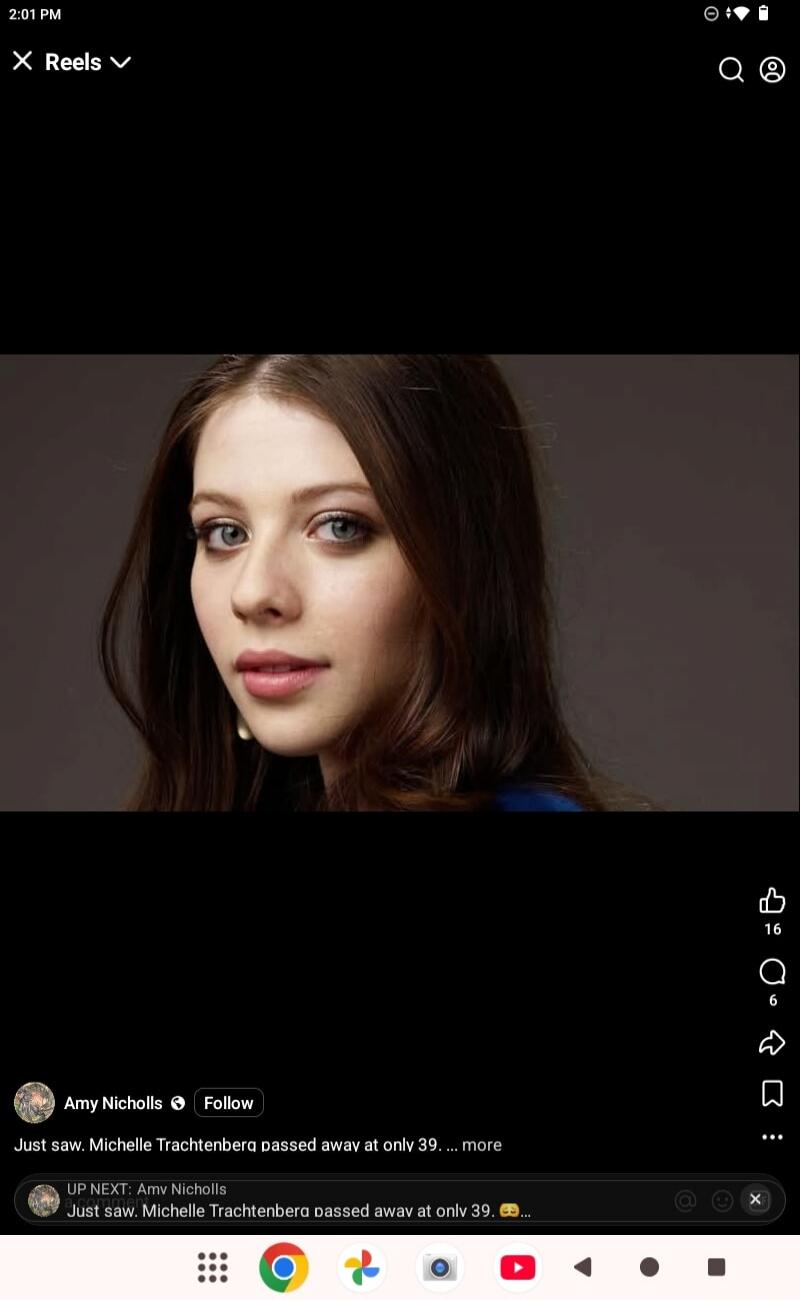 Just saw. Michelle Trachtenberg passed away at only 39.