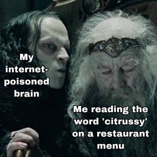 poisoned brain Me reading the LT I TTEES TR F on a restaurant menu f7