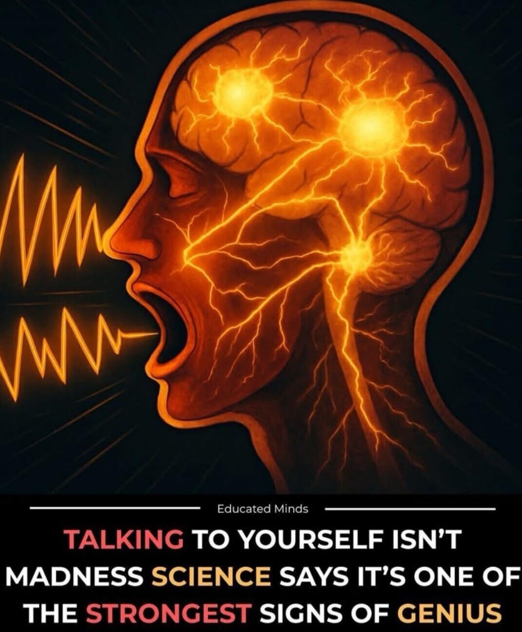 Educated Minds
TALKING TO YOURSELF ISN'T MADNESS SCIENCE SAYS IT'S ONE OF THE STRONGEST SIGNS OF GENIUS