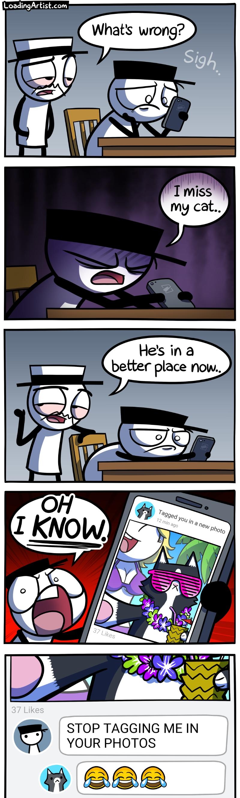 Hes ina better place now STOP TAGGING ME IN YOUR PHOTOS hase LoadingArtistcom