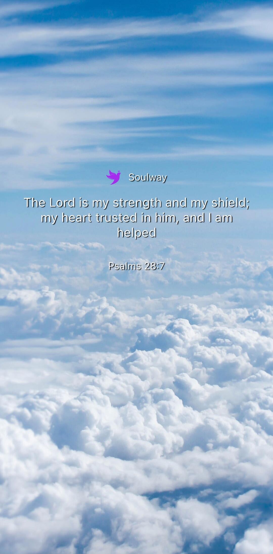 The Lord is my strength and my shield; my heart trusted in him, and I am helped
Psalms 28:7