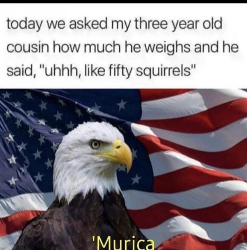 today we asked my three year old cousin how much he weighs and he said, 