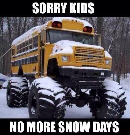 SORRY KIDS
NO MORE SNOW DAYS