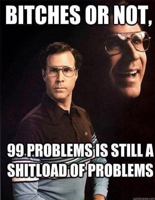 BITCHES OR NOT, 99 PROBLEMS IS STILL A SHITLOAD OF PROBLEMS