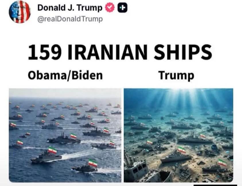 Donald J. Trump @realDonaldTrump 159 IRANIAN SHIPS Obama/Biden Trump