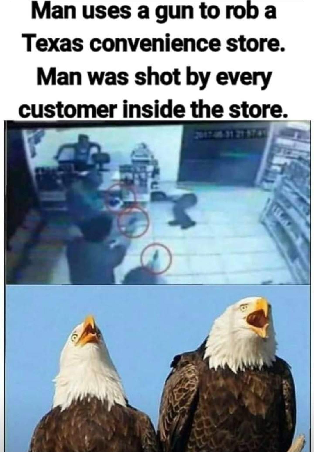 Man uses a gun torob a Texas convenience store Man was shot by every customer inside the store
