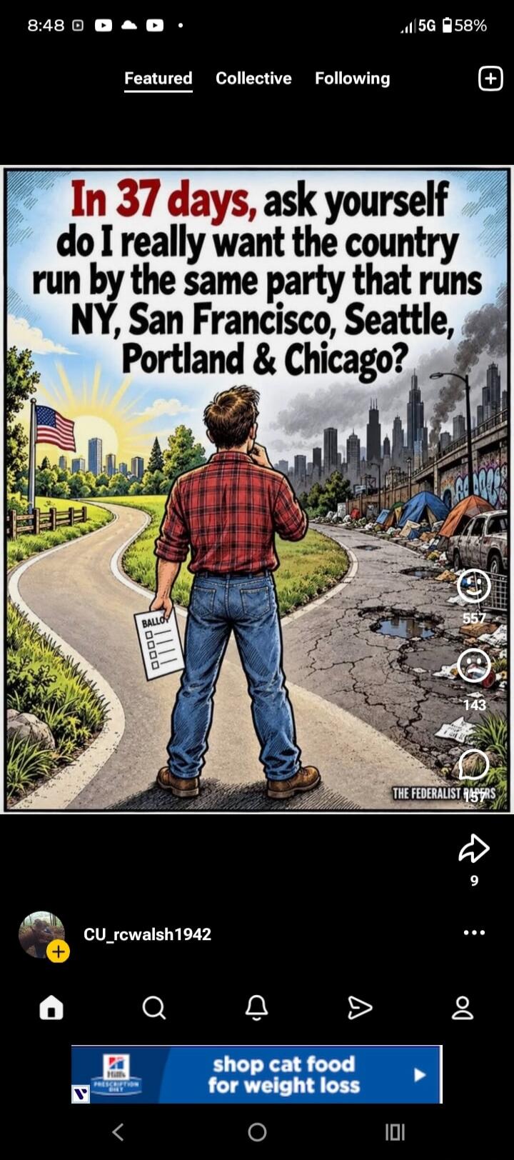 In 37 days, ask yourself do I really want the country run by the same party that runs NY, San Francisco, Seattle, Portland & Chicago? BALLOT THE FEDERALIST PAPERS