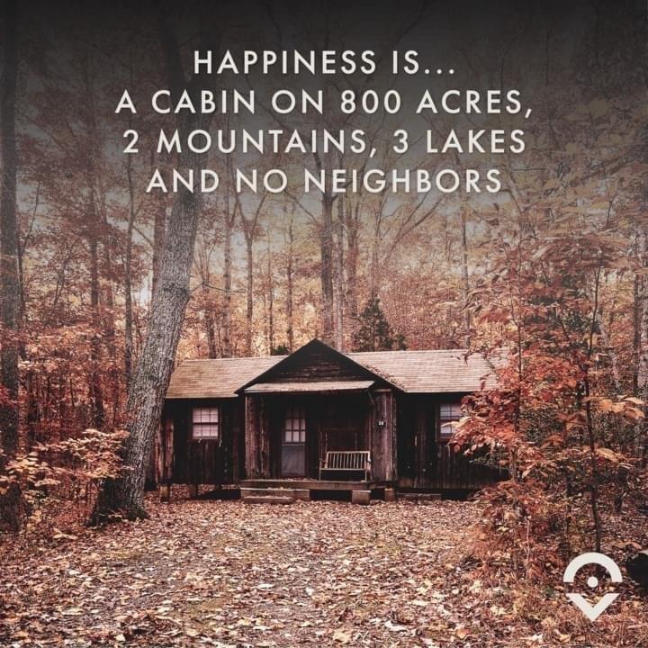 HAPPINESS IS A CABIN O NI 10J0 ACRES