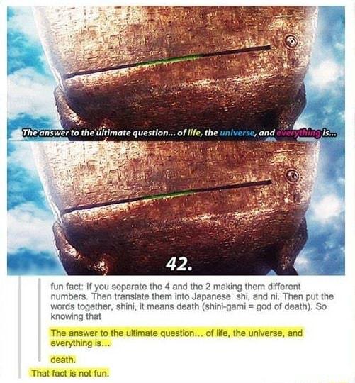 959 The answer to the uitimate question of life the