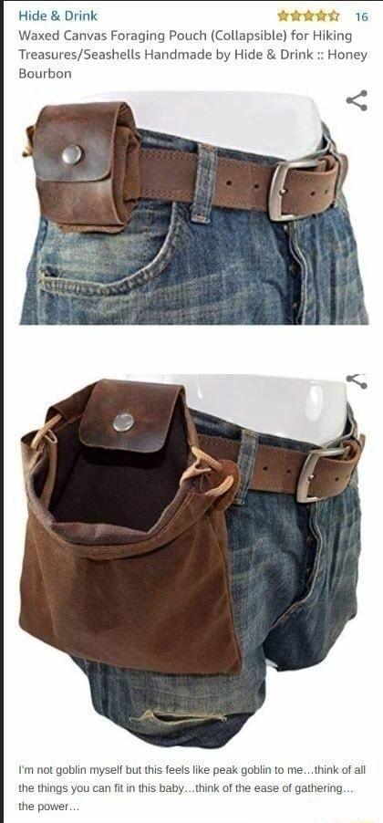 Hide Drink Arirdrirdy Waxed Canvas Foraging Pouch Collapsible for Hiking TreasuresSeashells Handmade by Hide Drink Honey Bourbon Im not goblin myself but th peak goblin to methink of all the things you can fit in this babythink of the ease of gathering the power