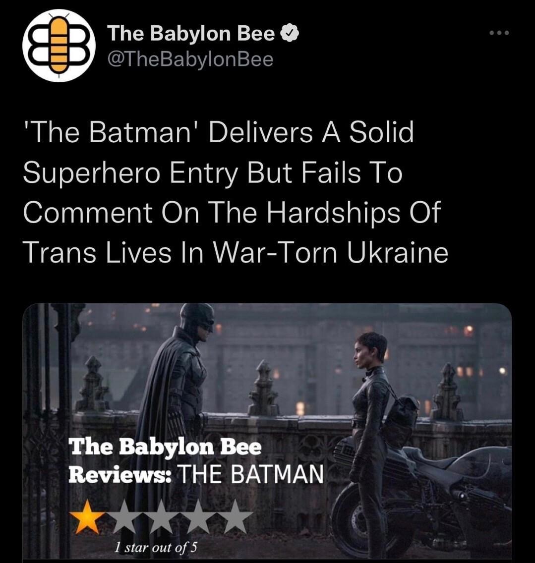 The Babylon Bee TheBabylonBee BLLEREE TR DIETTIVET SRS el o Superhero Entry But Fails To Comment On The Hardships Of Trans Lives In War Torn Ukraine _ Istaroutof 5