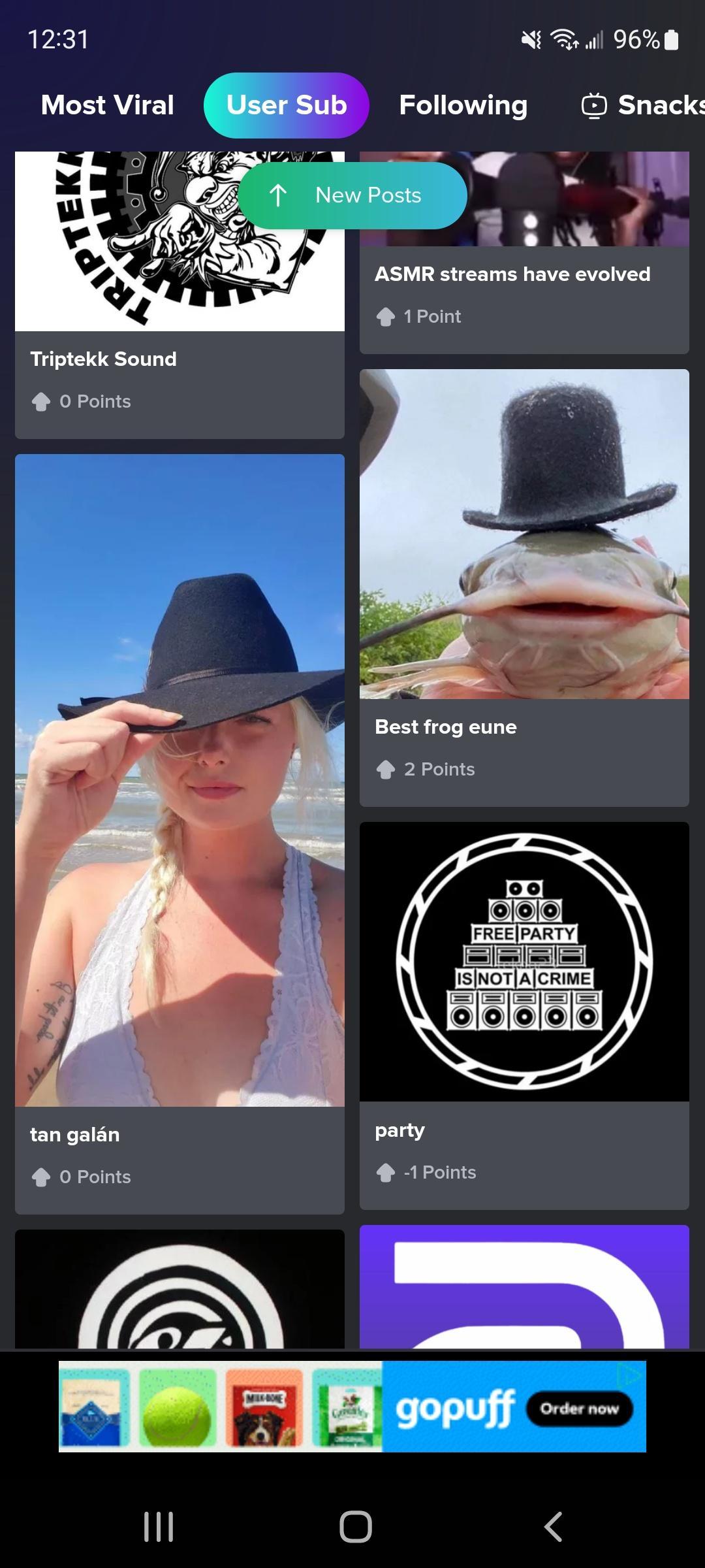 1231 R al 960 Most Viral User Sug Following Snacks I Raiiliae N 1 NewPosts L EITY ASMR streams have evolved 1Point Triptekk Sound 0 Points Jreeeparry tan galn party 0Points 1Points